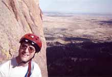 Me with the plains of Boulder in the background. (Category:  Rock Climbing)