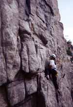 Lauren climbing at Happy Hour Crag. (Category:  Rock Climbing)
