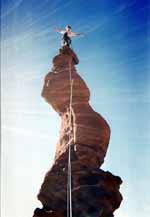 Lauren on the summit on one foot. (Category:  Rock Climbing)