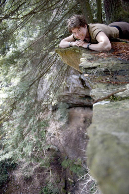 Alana at the top of Torrent Falls. (Category:  Rock Climbing)