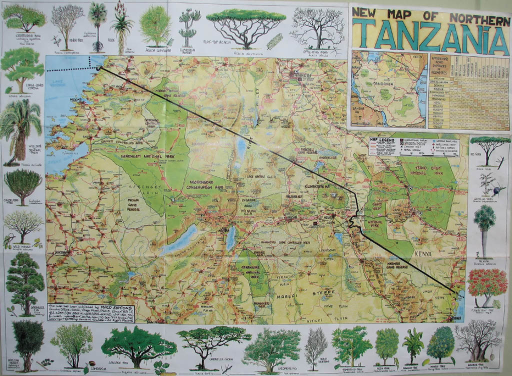 Northern Tanzania Map. (Category:  Travel)