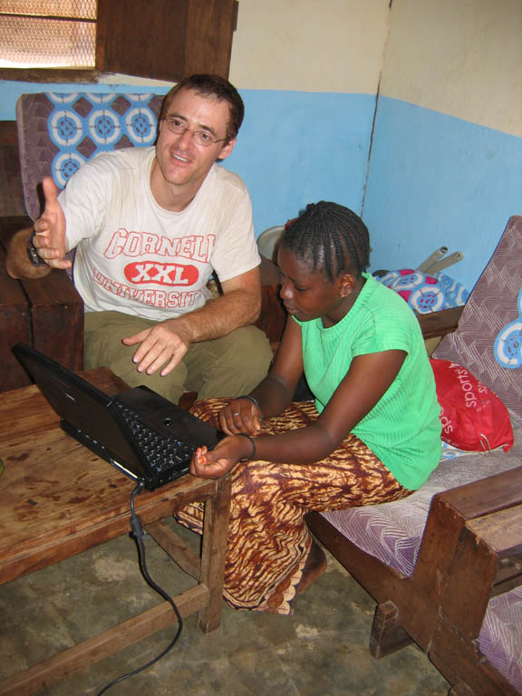 Giving computer lessons. (Category:  Travel)