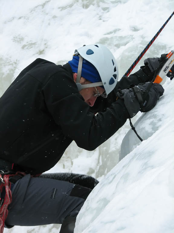 Rayko climbing. (Category:  Ice Climbing)