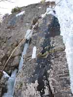 The mixed route left of Mineville Pillar. (Category:  Ice Climbing)