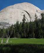 Panorama of the south face of Half Dome. (Category:  Rock Climbing)