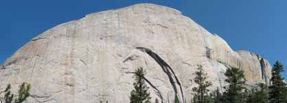 Panorama of the south face of Half Dome. (Category:  Rock Climbing)