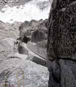 The spectacular fourth pitch of McTech Arete as seen from the fourth belay. (Category:  Rock Climbing)