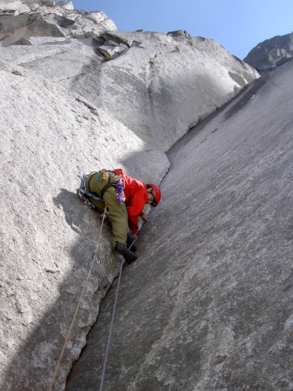 Leading the first pitch of Super Direct. (Category:  Rock Climbing)