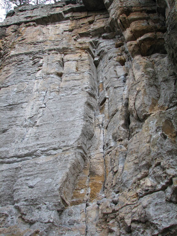 The climb in the right facing corner is Aloha.  Bircham's Beach is the face climb just to the left. (Category:  Rock Climbing)