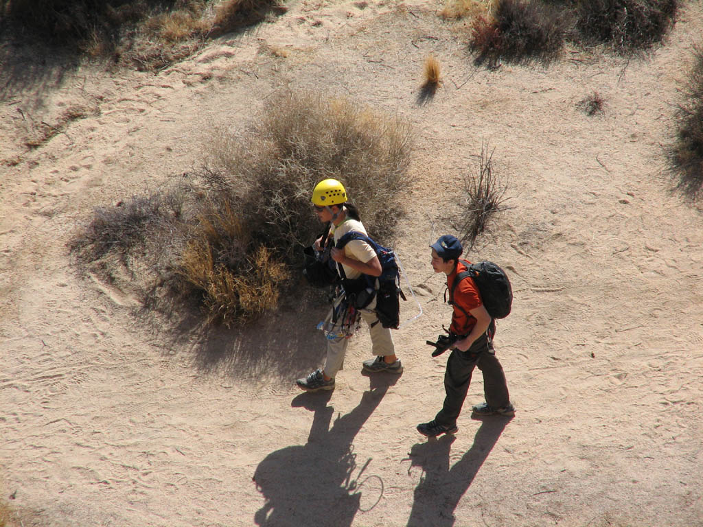 Aramy and Kenny at the base of Intersection Rock. (Category:  Rock Climbing)