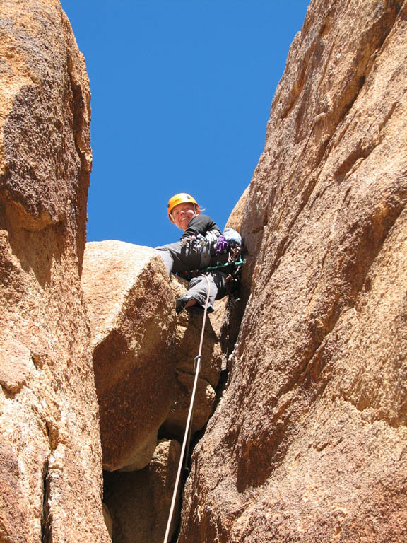 Kristin leading the second pitch of Duchess, Feudal Wall. (Category:  Rock Climbing)