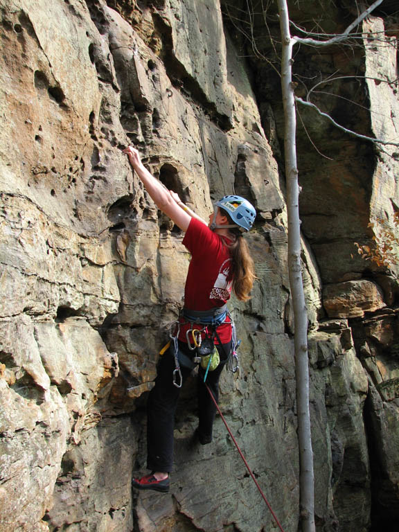 Anna leading CH4. (Category:  Rock Climbing)