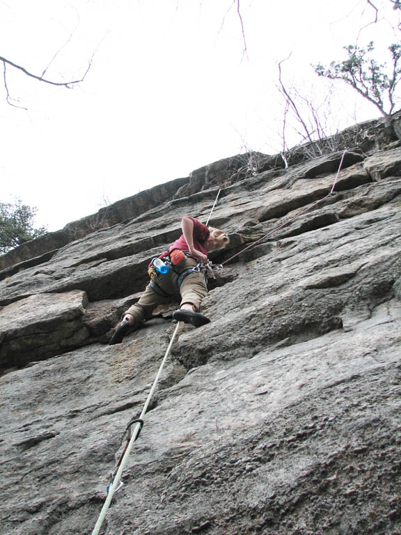 Susanna following the first pitch of Bloody Mary. (Category:  Rock Climbing)