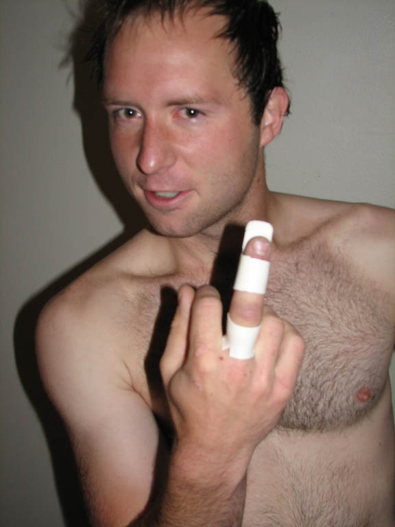 Chris smashed his finger playing soccer, so no climbing for us. (Category:  Rock Climbing)