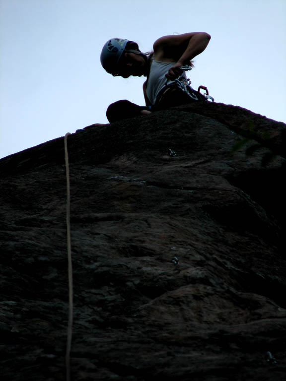 Anna cleaning Lonesome Dove. (Category:  Rock Climbing)