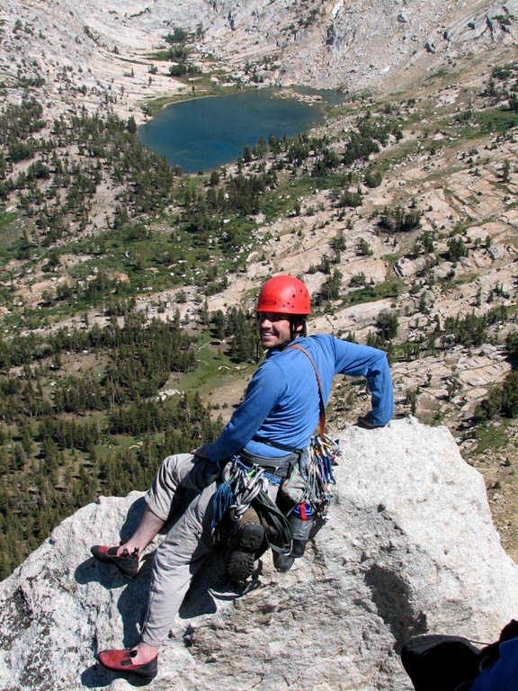 Morri at the summit of Cathedral Peak. (Category:  Rock Climbing)