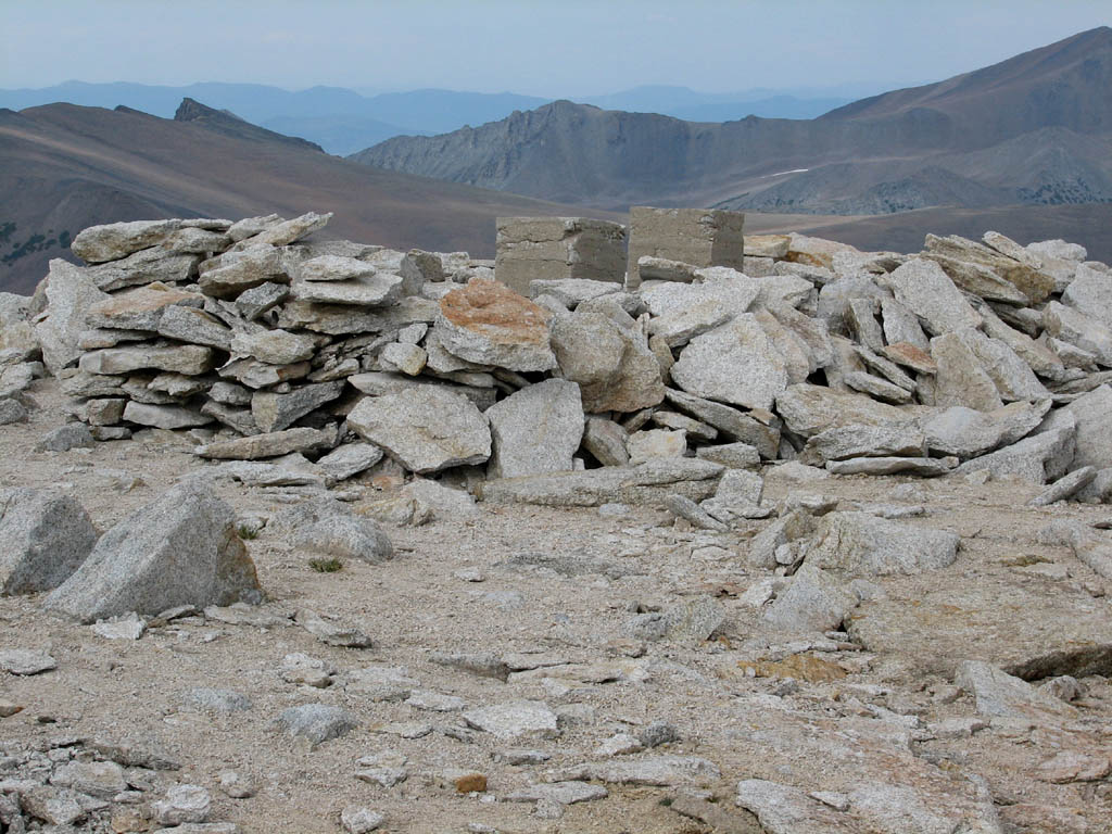 Remnants of an old hut on the plateau below the summit. (Category:  Rock Climbing)