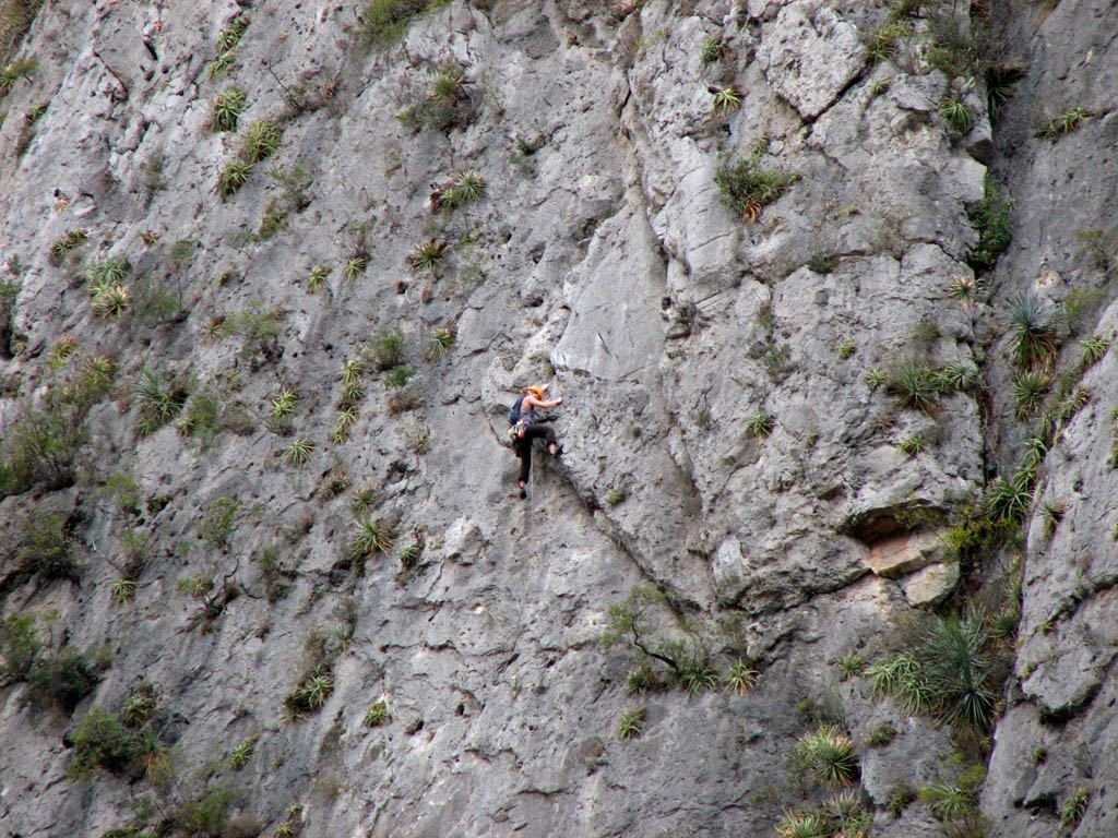 Kristin leading Space Boyz.  Shot from Mini Super Wall. (Category:  Rock Climbing)