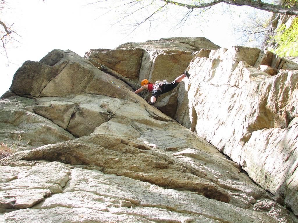 Kristin climbing Groovy. (Category:  Rock Climbing)