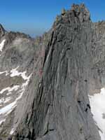 The East Ridge of Wolf's Head viewed from the summit of Pingora. (Category:  Rock Climbing)