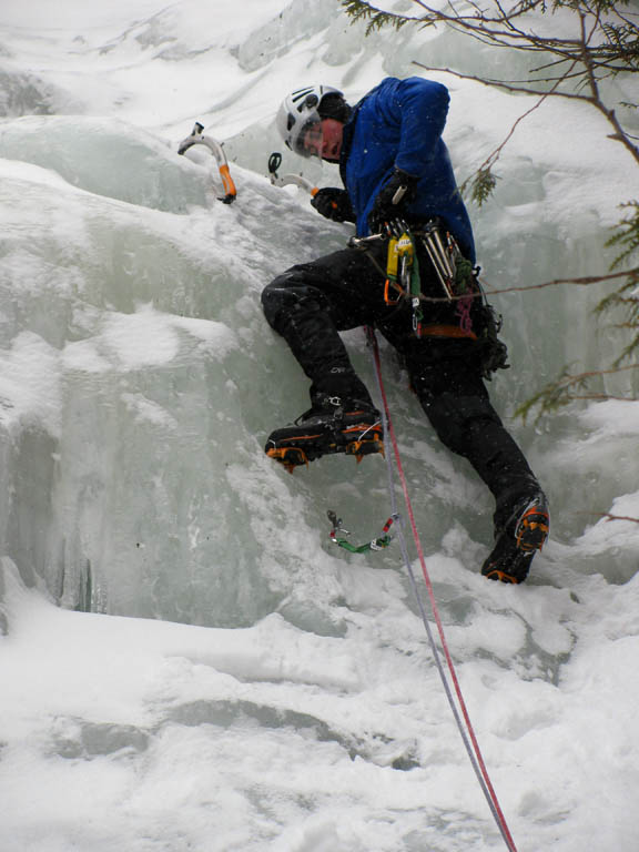 Guy starting up Multiplication Gully. (Category:  Ice Climbing)