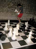 The giant chess game that Joe and Alex played. (Category:  Travel)