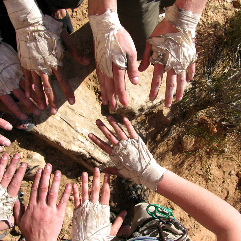 Taped hands. (Category:  Rock Climbing)
