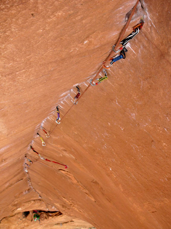 Looking down at the awesomeness of pitch four! (Category:  Rock Climbing)