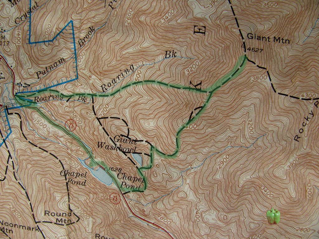 Our route.  Note that we went over the bump, not around the bump! (Category:  Hiking)