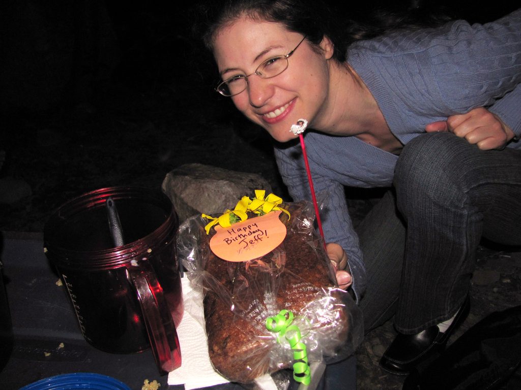 Meredith and the birthday zucchini bread. (Category:  Rock Climbing)