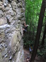 Katie climbing at Kaymoor. (Category:  Rock Climbing)