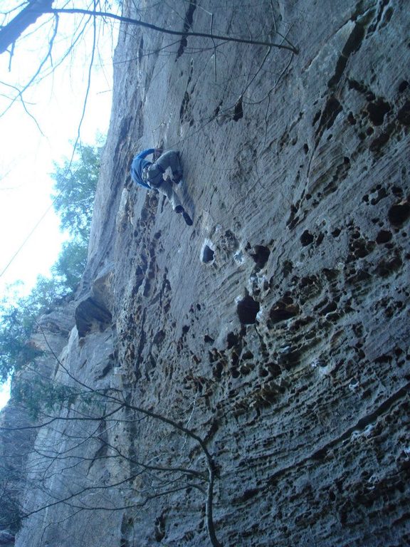 Adam at his high point on Hippocrite. (Category:  Rock Climbing)