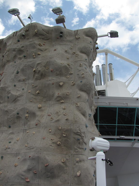 They had a climbing wall on the ship.  I wish I had brought my shoes. (Category:  Family)