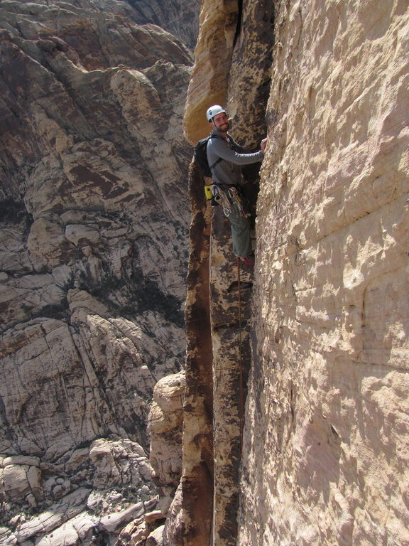 Rob leading the best pitch of Solar Slab! (Category:  Rock Climbing)
