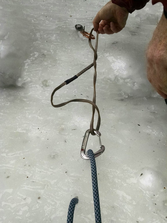 Now you can see a bit better. I'm about to tie off the sling so there (Category:  Ice Climbing)