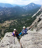 Cathy and Camille atop Pear Buttress (Category:  Climbing)