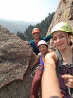 Camille says that extra sternum straps help her do an awesome job with selfies (Category:  Climbing)