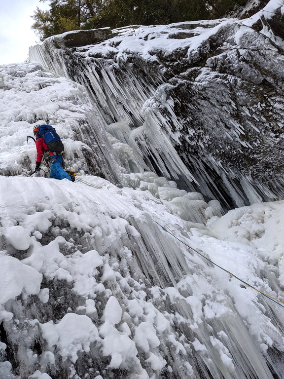 Emily at the start of Roaring Brook Falls (Category:  Ice Climbing)